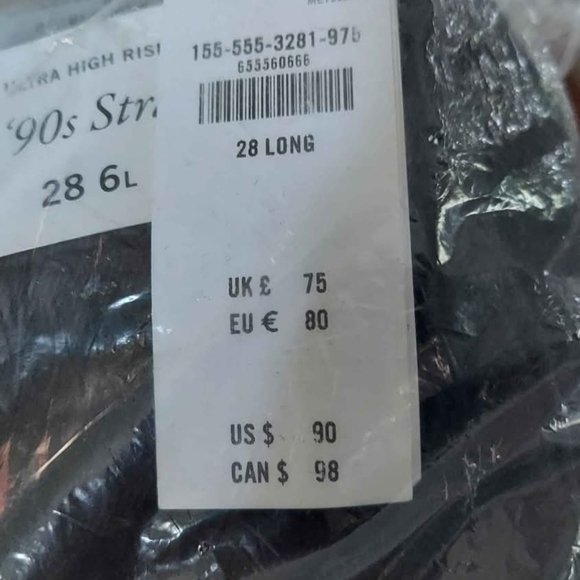 NWT Abercrombie & Fitch Women's Black 90's Straight Jeans ~6L - Picture 6 of 6